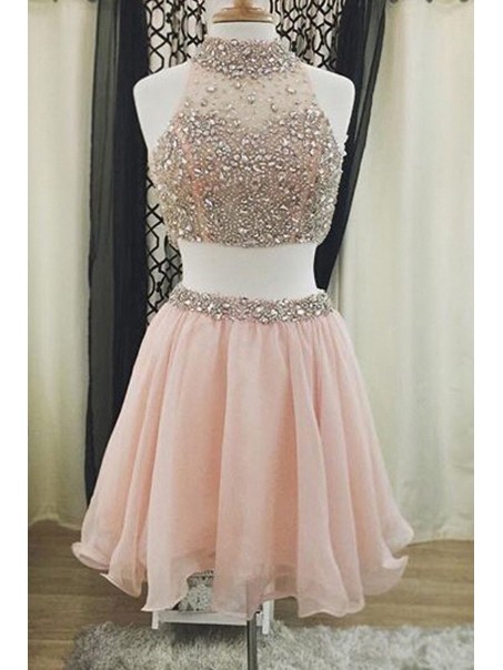 Two Pieces Beaded Short Homecoming Cocktail Prom Dresses 99602373
