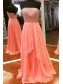 A-Line Strapless Beaded Chiffon Long Prom Dresses Party Evening Gowns 99602374