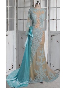 Mermaid One Sleeve Lace Long See Through Prom Dresses Party Evening Gowns 99602375