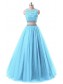 Two Pieces Beaded Lace Appliques Long Blue Prom Dresses Party Evening Gowns 99602380