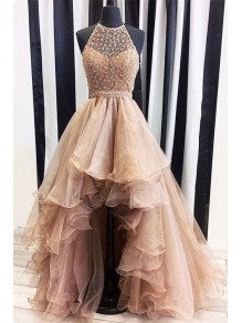 Beaded Halter High Low Prom Dresses Party Evening Gowns 99602382 Beaded Halter High Low Prom Dresses Party Evening Gowns 99602382