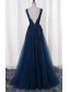 A-Line Lace Appliques Long Blue Prom Dresses Party Evening Gowns 99602383