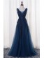 A-Line Lace Appliques Long Blue Prom Dresses Party Evening Gowns 99602383