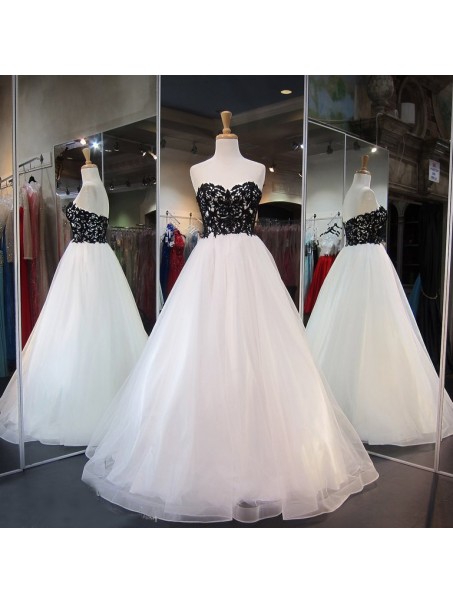 Long Black White Lace Prom Dresses Party Evening Gowns 99602388