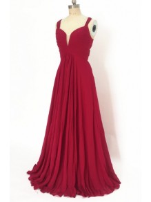 A-Line Long Red Chiffon Prom Dresses Party Evening Gowns 99602390