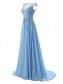 Long Blue Chiffon Illusion Bodice Lace Prom Dresses Party Evening Gowns 99602393