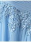Long Blue Chiffon Illusion Bodice Lace Prom Dresses Party Evening Gowns 99602393