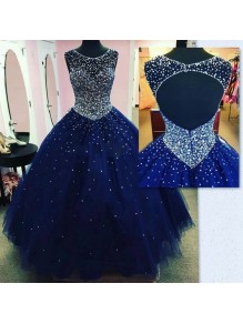 Ball Gown Beaded Long Blue Prom Dresses Party Evening Gowns 99602403