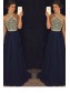 A-Line Beaded Long Navy Chiffon Prom Dresses Party Evening Gowns 99602410 A-Line Beaded Long Navy Chiffon Prom Dresses Party Evening Gowns 99602410