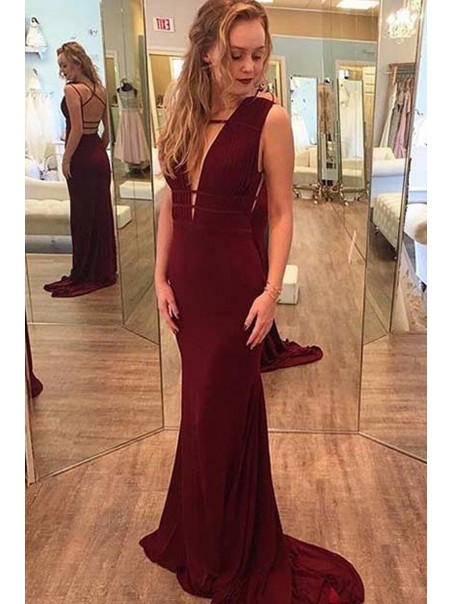 Sexy Long Burgundy Chiffon Prom Dresses Party Evening Gowns 99602412