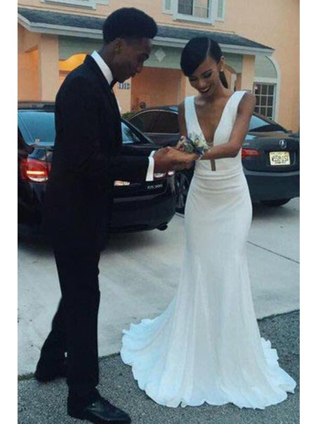 Long White Mermaid Prom Dresses Party Evening Gowns 99602417
