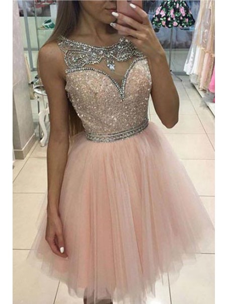 Beaded Short/Mini Tulle Homecoming Cocktail Prom Dresses 99602422