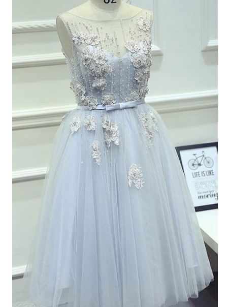 Illusion Neckline Unique Beaded Lace Tulle Prom Dresses Party Evening Gowns 99602423