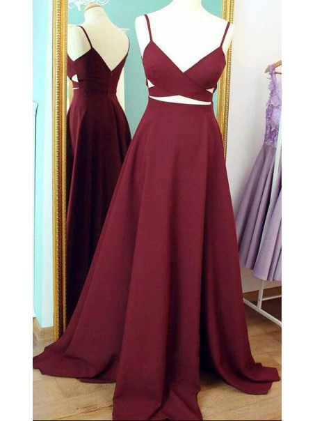 Long Burgundy Spaghetti Straps Prom Dresses Party Evening Gowns 99602427