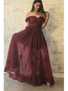 Lace Off-the-Shoulder Long Prom Dresses Party Evening Gowns 99602429