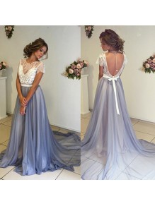 Lace Chiffon Cap Sleeves Long Prom Dresses Party Evening Gowns 99602440 Lace Chiffon Cap Sleeves Long Prom Dresses Party Evening Gowns 99602440