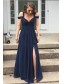 Long Navy Chiffon Side Slit Prom Dresses Party Evening Gowns 99602442 Long Navy Chiffon Side Slit Prom Dresses Party Evening Gowns 99602442