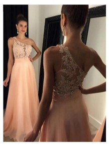 A-Line One-Shoulder Beaded Lace Chiffon Prom Dresses Party Evening Gowns 99602444 A-Line One-Shoulder Beaded Lace Chiffon Prom Dresses Party Evening Gowns 99602444
