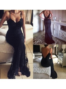 Long Spaghetti Straps Lace Prom Dresses Party Evening Gowns 99602450