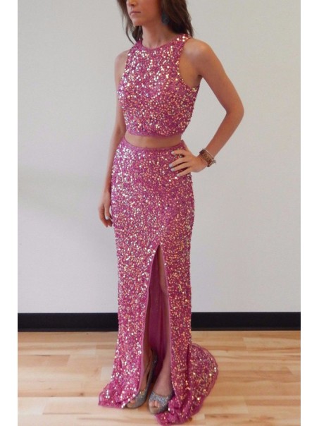 Sparkly Two Pieces Long Prom Dresses Party Evening Gowns 99602453