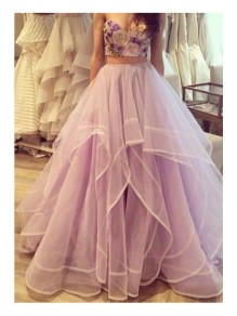 Purple Two Pieces Prom Dresses Party Evening Gowns 99602463