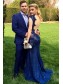 Long Blue Mermaid Lace Open Back Prom Dresses Party Evening Gowns 99602473