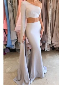 Two Pieces One Sleeve Mermaid Long Prom Dresses Party Evening Gowns 99602480