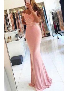Mermaid Off-the-Shoulder Lace Long Pink Prom Dresses Party Evening Gowns 99602486 Mermaid Off-the-Shoulder Lace Long Pink Prom Dresses Party Evening Gowns 99602486