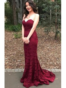 Long Mermaid Lace Burgundy Prom Dresses Party Evening Gowns 99602488 Long Mermaid Lace Burgundy Prom Dresses Party Evening Gowns 99602488