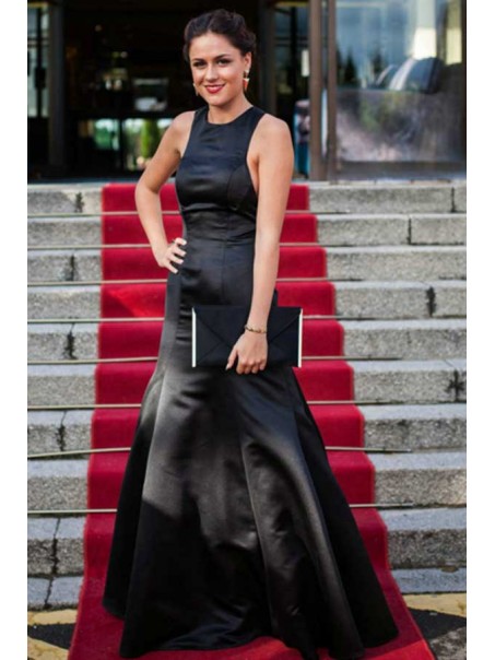 Long Black Jewel Neckline Mermaid Prom Dresses Party Evening Gowns 99602497
