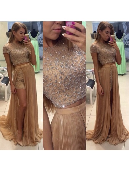 Beaded Two Pieces Long Prom Dresses Party Evening Gowns 99602502