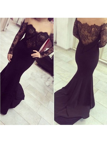 Mermaid Off-the-Shoulder Lace Long Sleeves Prom Dresses Party Evening Gowns 99602505 Mermaid Off-the-Shoulder Lace Long Sleeves Prom Dresses Party Evening Gowns 99602505