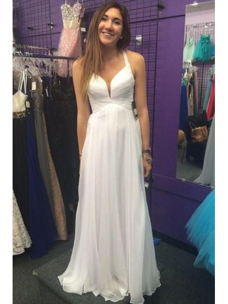 Long White Chiffon Prom Dresses Party Evening Gowns 99602517