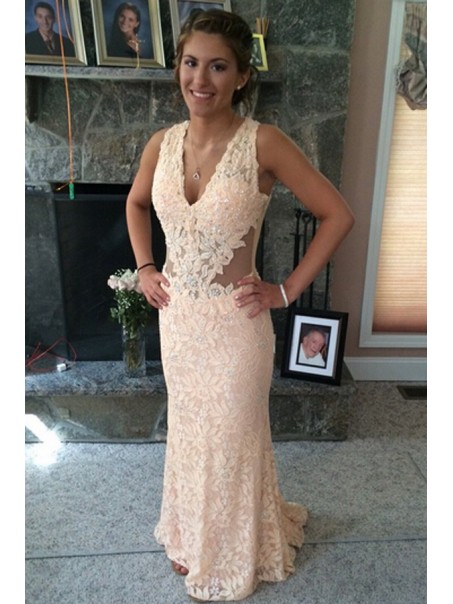 Lace Long V-Neck Prom Dresses Party Evening Gowns 99602519 Lace Long V-Neck Prom Dresses Party Evening Gowns 99602519