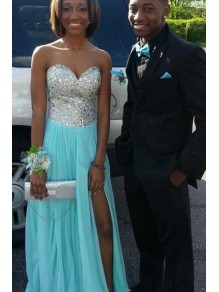 Long Blue Beaded Sequins Chiffon Prom Dresses Party Evening Gowns 99602521 Long Blue Beaded Sequins Chiffon Prom Dresses Party Evening Gowns 99602521