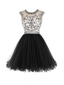 Short Black Beaded Homecoming Cocktail Prom Dresses 99602525