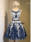 Short Blue Tulle White Lace Appliques Homecoming Cocktail Prom Dresses 99602527
