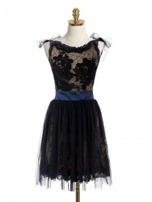 Short Black Lace Backless Homecoming Cocktail Prom Dresses Party Evening Gowns 99602531
