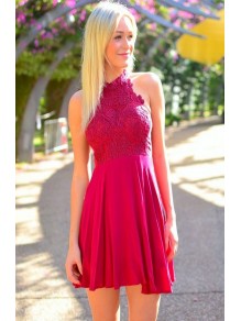 Short Halter Lace Chiffon Homecoming Cocktail Prom Dresses 99602534 Short Halter Lace Chiffon Homecoming Cocktail Prom Dresses 99602534