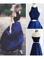 Chic Two Pieces Halter Sleeveless Royal Blue Floor-Length Prom Dresses 99602553