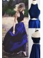 Chic Two Pieces Halter Sleeveless Royal Blue Floor-Length Prom Dresses 99602553