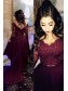 Assymetrical Two Pieces Lace Burgundy Long Evening Party Prom Dresses 99602556