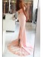 Elegant Mermaid Halter Lace Long Pink Prom Evening Dresses 99602563