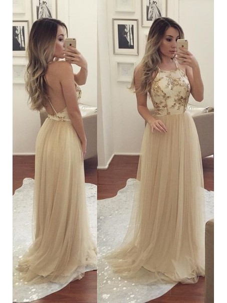Charming Tulle Long Prom Evening Formal Dresses 99602566