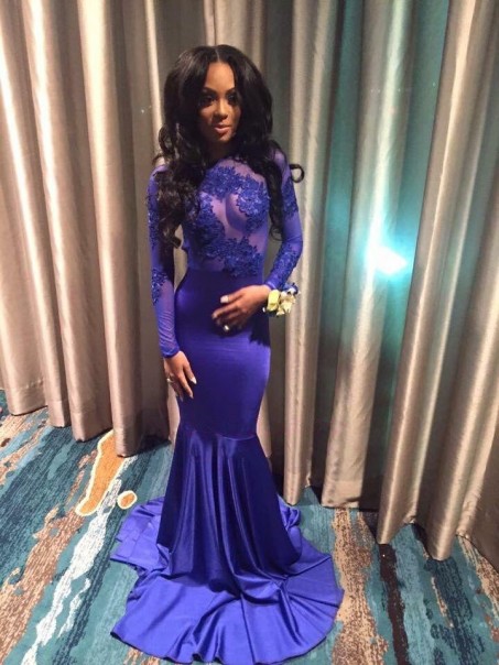 Long Blue Mermaid Lace Long Sleeves Prom Evening Dresses 99602570 Long Blue Mermaid Lace Long Sleeves Prom Evening Dresses 99602570