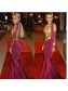 Mermaid High Neck Long Sleeves Prom Evening Dresses with Gold Appliques 99602572