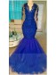 Long Blue V-Neck Mermaid Lace Prom Evening Dresses 99602576 Long Blue V-Neck Mermaid Lace Prom Evening Dresses 99602576