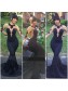 Sexy Mermaid Long Sleeves Prom Evening Dresses with Gold Lace Appliques 99602587