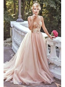 Elegant Tulle Ball Gown Long Prom Evening Dresses 99602590