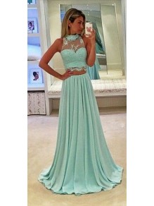 Mint Green Two Pieces Lace Chiffon Prom Evening Dresses 99602592 Mint Green Two Pieces Lace Chiffon Prom Evening Dresses 99602592
